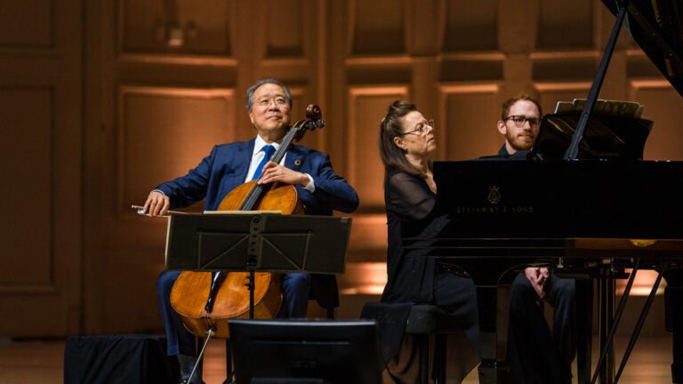 Mayor Wu and cellist Yo-Yo Ma perform together at Boston’s Symphony Hall